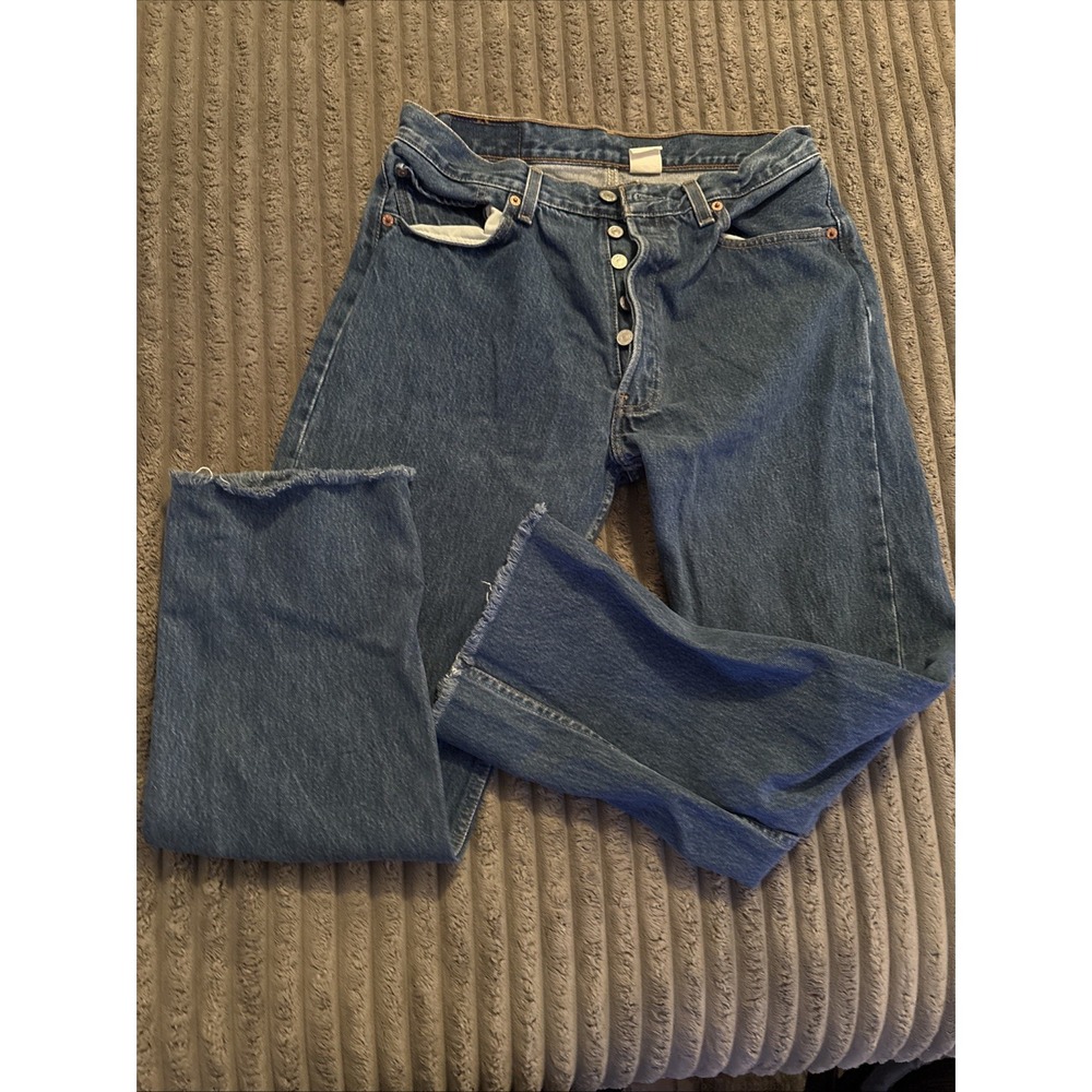 Levi's 501 Mens Button Fly Jeans Blue Denim Straight Leg 33x32